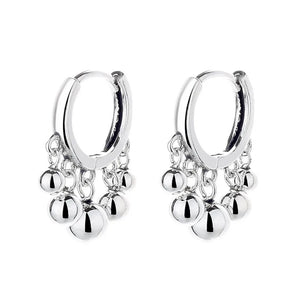 ZFSILVER S925 Silver Retro Beaded Tassel Ball Earrings
