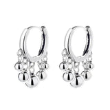 ZFSILVER S925 Silver Retro Beaded Tassel Ball Earrings