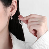 ZFSILVER S925 Silver Retro Beaded Tassel Ball Earrings