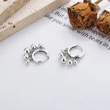 ZFSILVER S925 Silver Retro Beaded Tassel Ball Earrings