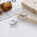 ZFSILVER S925 Silver Retro Beaded Tassel Ball Earrings