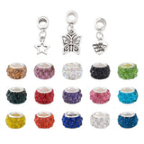 156pcs Polymer Clay Rhinestone European Rondelle Beads Large Hole Beads