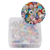 156pcs Polymer Clay Rhinestone European Rondelle Beads Large Hole Beads