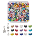 156pcs Polymer Clay Rhinestone European Rondelle Beads Large Hole Beads