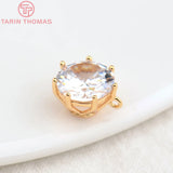 6PCS 7MM 9MM 24K Brass with Zircon Charms Pendants