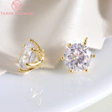 6PCS 7MM 9MM 24K Brass with Zircon Charms Pendants