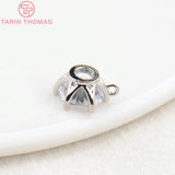 6PCS 7MM 9MM 24K Brass with Zircon Charms Pendants