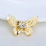 6PCS Brass Glass Rhinestone Butterfly Charms Pendants for Jewelry Making