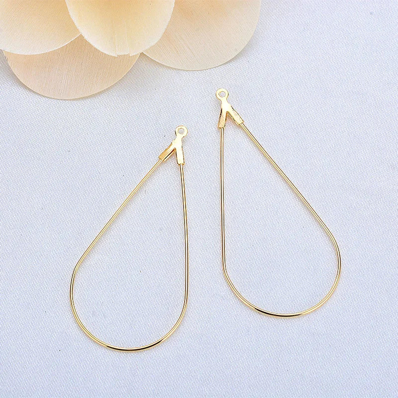 20PCS 44x23MM 24K Plated Brass Drop Shape Earring Hook