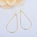 20PCS 44x23MM 24K Plated Brass Drop Shape Earring Hook