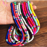 Colorful 6mm Polymer Clay Necklace Surfer Beads Collar Women Jewelry