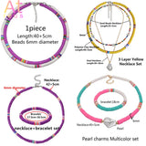 Colorful 6mm Polymer Clay Necklace Surfer Beads Collar Women Jewelry