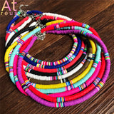 Colorful 6mm Polymer Clay Necklace Surfer Beads Collar Women Jewelry