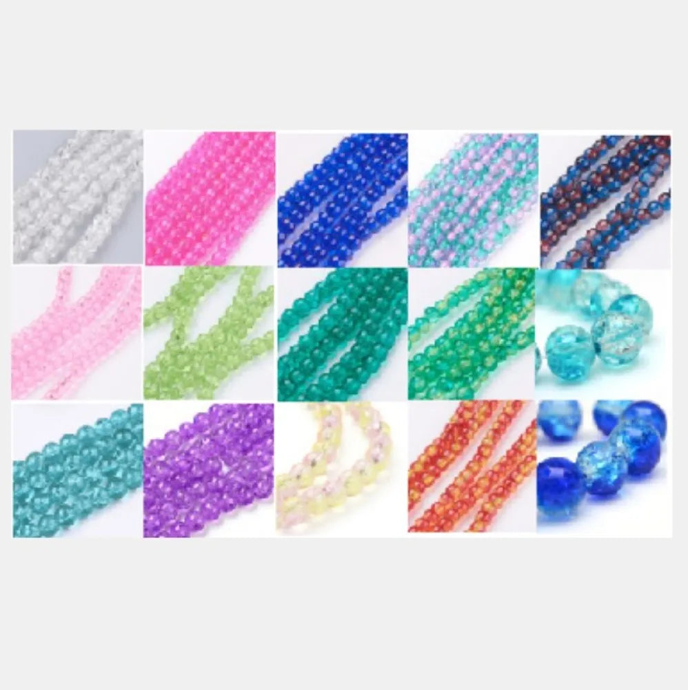 Colorful Crackle Glass Round Beads 4/6/8mm DIY Jewelry Making