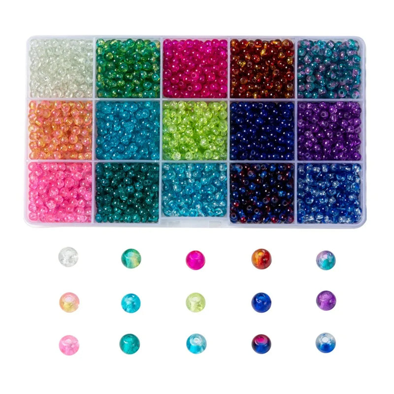 Colorful Crackle Glass Round Beads 4/6/8mm DIY Jewelry Making