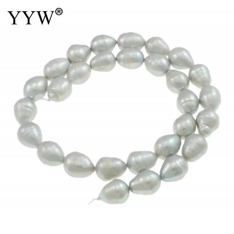 15in Cultured Rice Freshwater Pearl Beads Grey AA 10-11mm