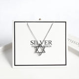 925 Silver Magen Open David Star Pendant Necklace Gift TLX434