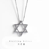 925 Silver Magen Open David Star Pendant Necklace Gift TLX434