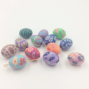 100Pcs Oval Colors Clay Loose Beads Jewelry Charms