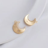 15MM 14K Plated Copper Zircon Star Moon Pendants Charms