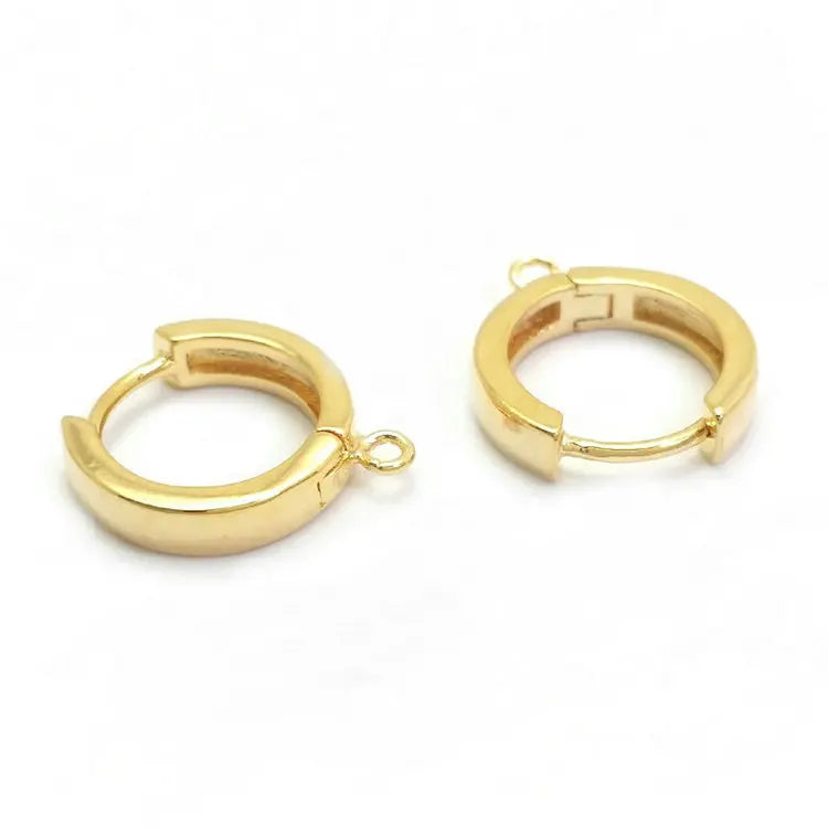 15MM 14K Brass Circle Earrings Hoops DIY Jewelry Making Supplies