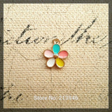 15MM 40Pcs Colorful Flower Alloy Charms Pendants