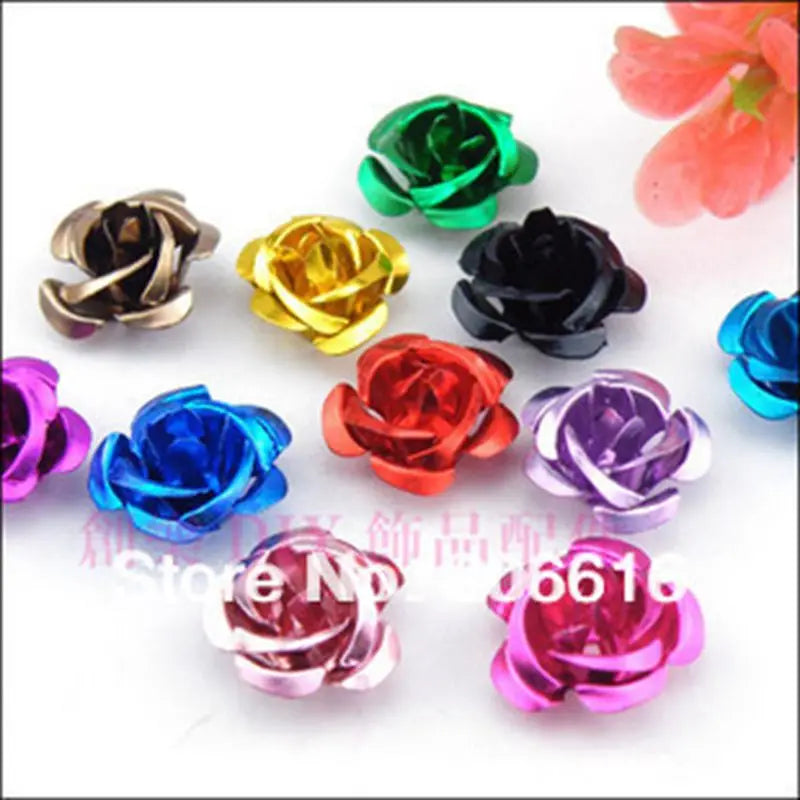500pcs Mix 10 Colors Aluminum Flowers Loose Beads Charms DIY Jewelry Findings