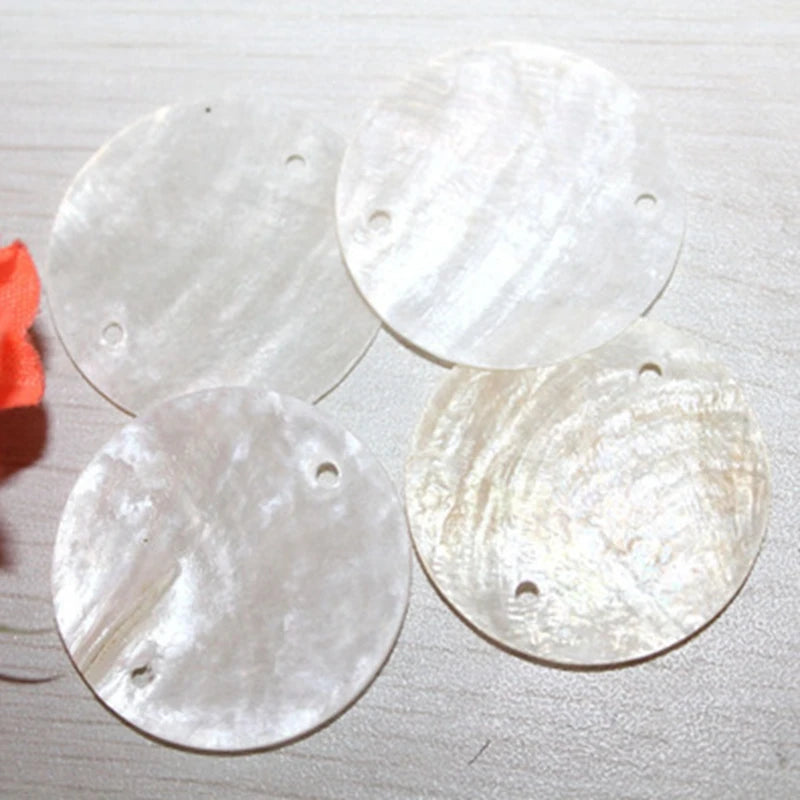 Natural Mirror Freshwater Shell Flat Round Bead Charm DIY Chandelier Jewelry