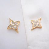 15MM Copper Zircon Leaf Pendants Charms DIY Jewelry Making