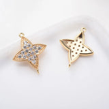 15MM Copper Zircon Leaf Pendants Charms DIY Jewelry Making