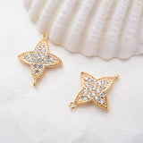 15MM Copper Zircon Leaf Pendants Charms DIY Jewelry Making