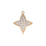 15MM Copper Zircon Leaf Pendants Charms DIY Jewelry Making