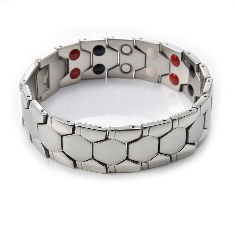 15MM Magnetic Therapy Stainless Steel Men Bracelets with Hook Buckle Clasp