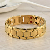 15MM Magnetic Therapy Stainless Steel Men Bracelets with Hook Buckle Clasp