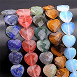 15MM Faceted Heart Stone Bead Labradorite Aventurine Quartz