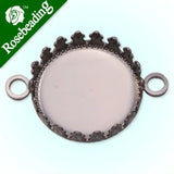 15MM Round Double Hanging Bracelet Bezel, Gun Metal Plated, Lead and Nickel Free