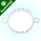 15MM Round Double Hanging Bracelet Bezel, Silver Plated, Pack of 50