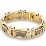 15MM Twist Chain Bracelet 18K Plated Heavy Stainless Steel Man's Bracelet