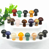 15P Mushroom Figurine Statue Natural Stones Decoration