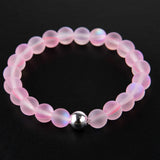 Shining Moonstone Beaded Bracelet Glass Crystal Charm Wristband