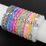 Shining Moonstone Beaded Bracelet Glass Crystal Charm Wristband