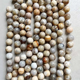 15PCS 14MM Yellow Grey Line Agate Natural Stone Beads