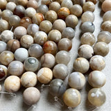 15PCS 14MM Yellow Grey Line Agate Natural Stone Beads