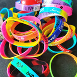 15PCS Kids Silicone Wristbands Bracelets Rainbow Inspaire Band