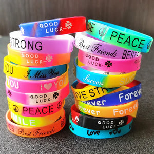 15PCS Kids Silicone Wristbands Bracelets Rainbow Inspaire Band