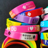 15PCS Kids Silicone Wristbands Bracelets Rainbow Inspaire Band