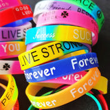 15PCS Kids Silicone Wristbands Bracelets Rainbow Inspaire Band