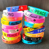 15PCS Kids Silicone Wristbands Bracelets Rainbow Inspaire Band