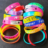 15PCS Kids Silicone Wristbands Bracelets Rainbow Inspaire Band