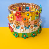 15PCS Flower Tile Beads for DIY Boho Bracelets